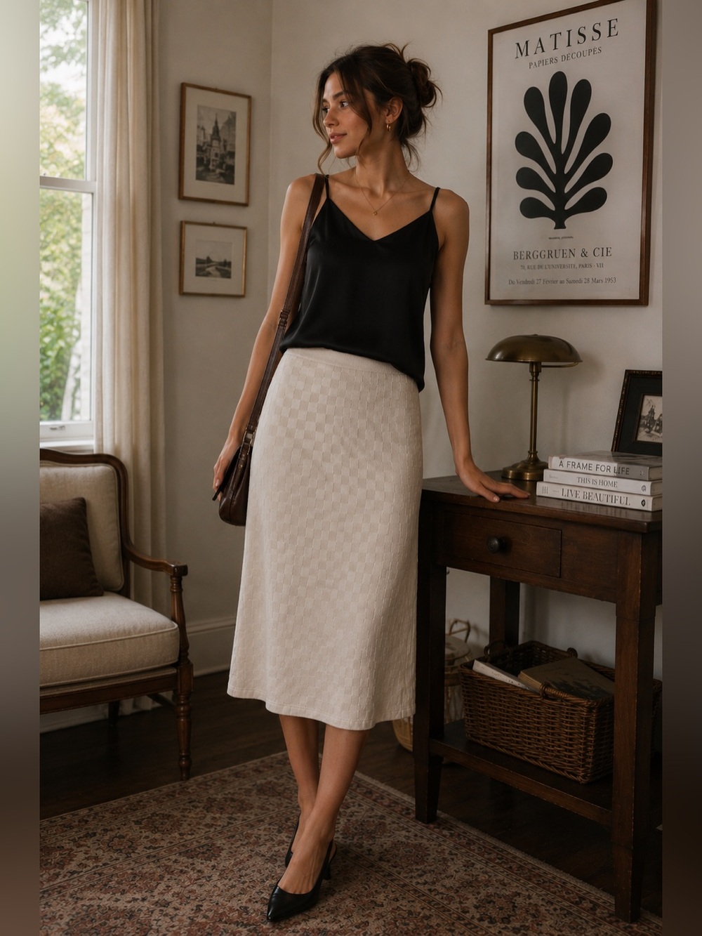 Vintage Atelier by Kirious Chic Ivory Waffle Print Knit Pencil Skirt Size XS